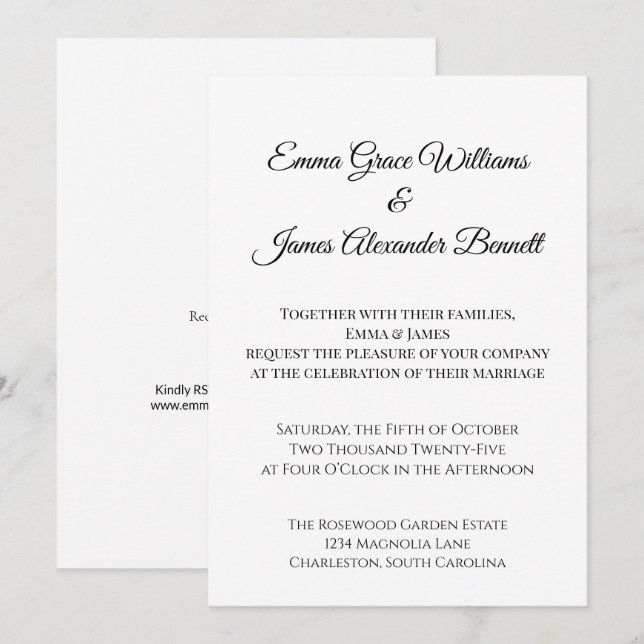 Customisable Elegant Floral Wedding Invitation (Front/Back)