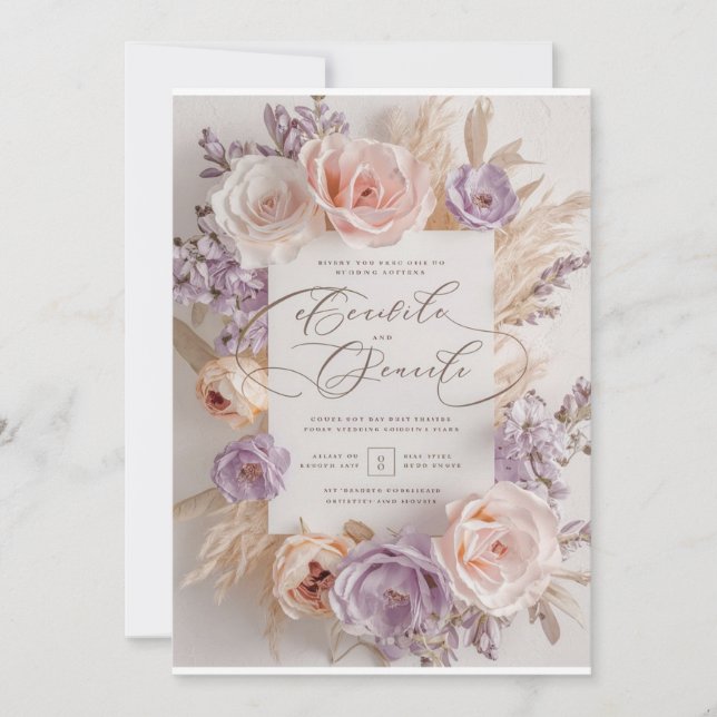 Customisable Elegant Floral Wedding Invitation in  (Front)
