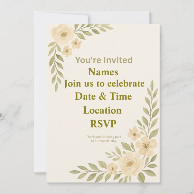 Customisable Elegant Floral Wedding Invitation Tem (Front)