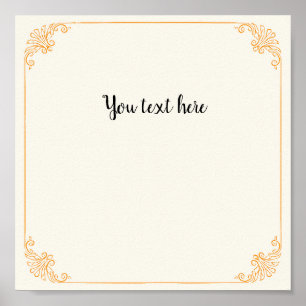 Customisable Elegant Gold Frame on Vintage Beige B Poster