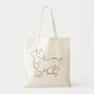 Customisable Elegant Hand Drawn Dachshund Dog. Tote Bag