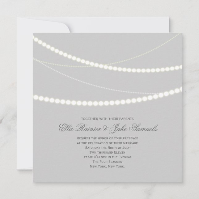 Customisable Elegant Light Strings Wedding Invite (Front)