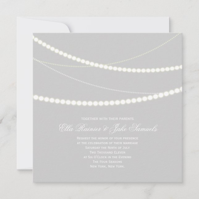 Customisable Elegant Light Strings Wedding Invite (Front)