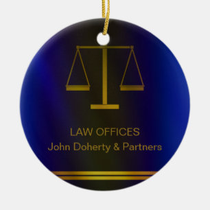 Customisable   Elegant Scales of Justice Ceramic Tree Decoration