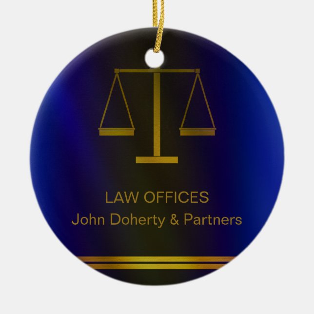 Customisable | Elegant Scales of Justice Ceramic Tree Decoration (Front)