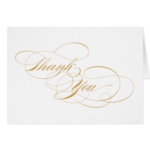 Customisable Elegant Script Thank You Card - Gold | Zazzle