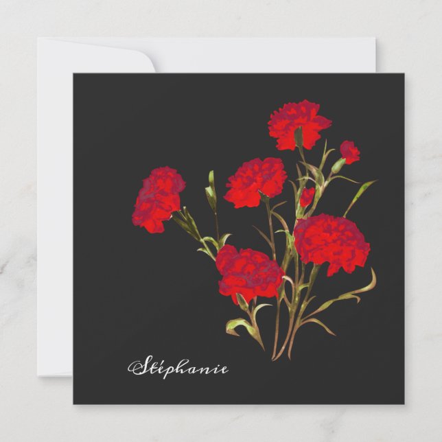 Customisable Elegant Vintage Floral Red Carnation Card (Front)