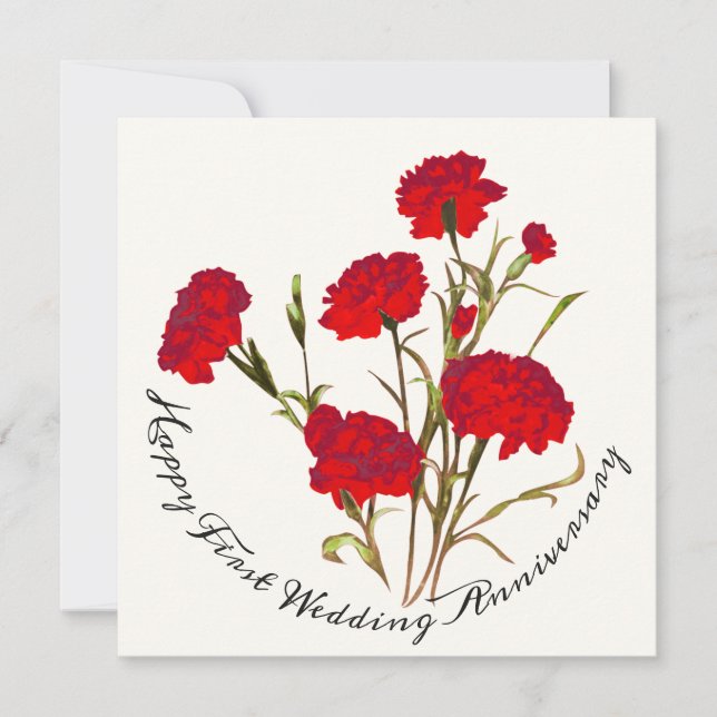 Customisable Elegant Vintage Floral Red Carnation Card (Front)