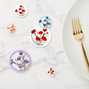 Customisable Elegant Vintage Floral Red Carnation Confetti