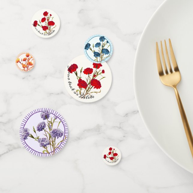 Customisable Elegant Vintage Floral Red Carnation Confetti (Group)