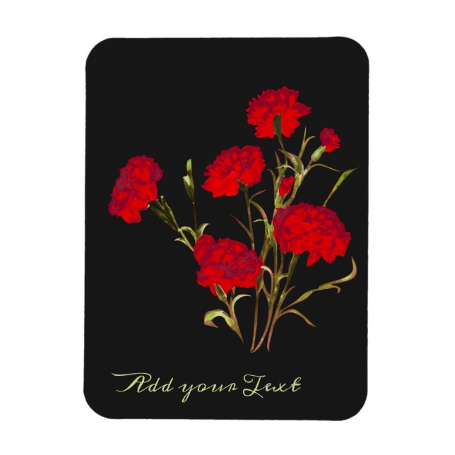Customisable Elegant Vintage Floral Red Carnation Magnet (Vertical)