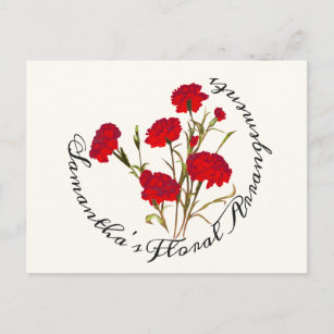 Customisable Elegant Vintage Floral Red Carnation Postcard