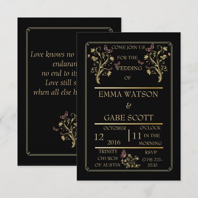 Customisable Elegant WEDDING INVITATION (Front/Back)