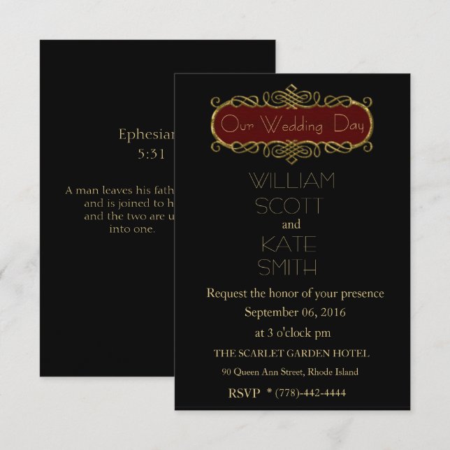 Customisable Elegant WEDDING INVITATION (Front/Back)