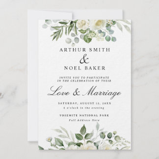 Customisable Elegant White Floral Wedding  Invitation