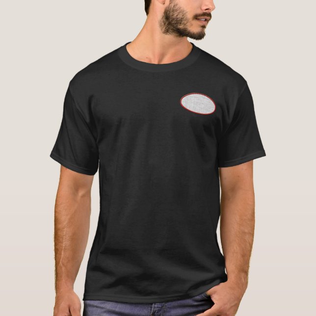 Customisable embroidered oval patch front & back T-Shirt (Front)