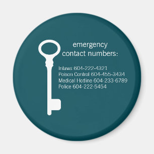 Customisable Emergency Contact Numbers Magnet