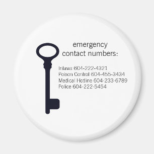 Customisable Emergency Contact Numbers Magnet