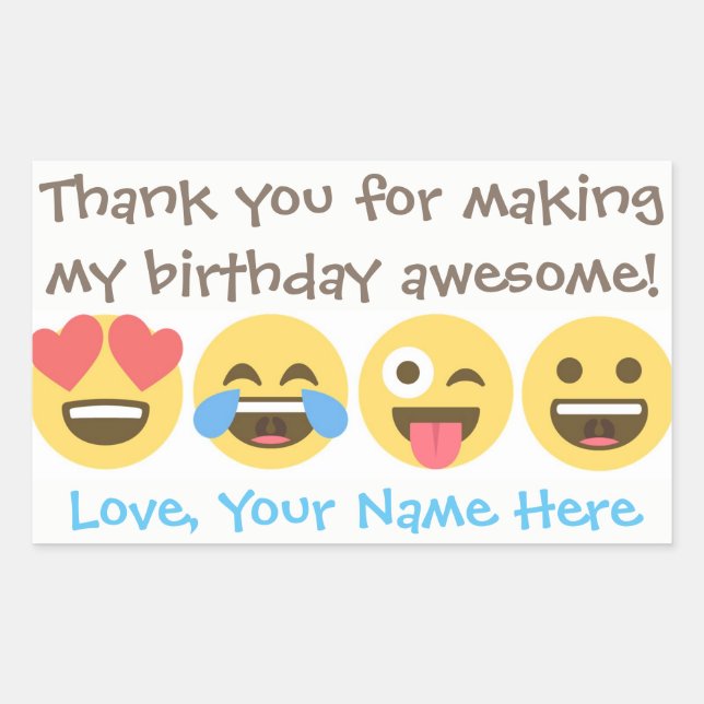Customisable Emoji Thank You Stickers -Emoji faces (Front)