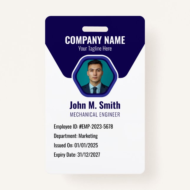 Customisable Employee ID Badge Blue (Front)
