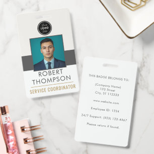 Customisable Employee Photo ID Card Logo - Brown Badge