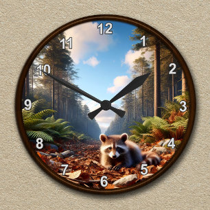 Customisable Enchanted Forest Racoon Clock