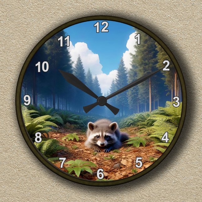 Customisable Enchanted Forest Racoon Clock (Creator Uploaded)