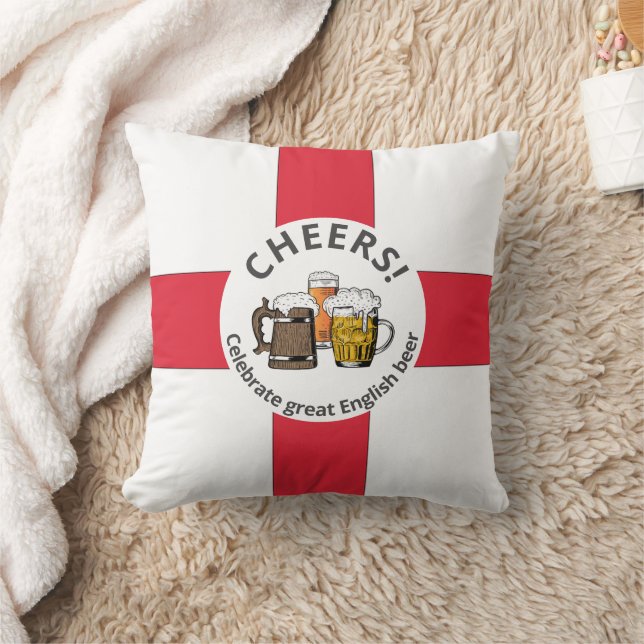 Customisable ENGLAND FLAG Beers Cushion (Blanket)