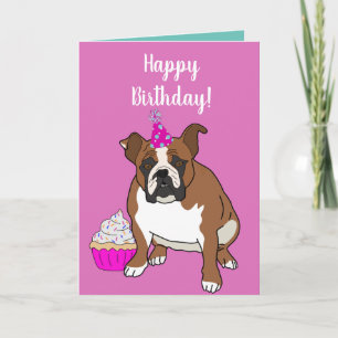 Customisable English Bulldog Birthday Card