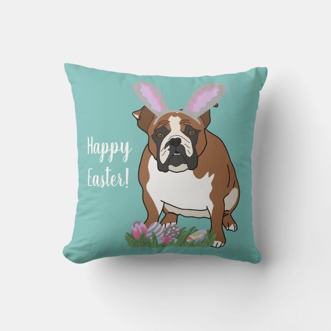 Customisable English Bulldog Easter Cushion (Front)