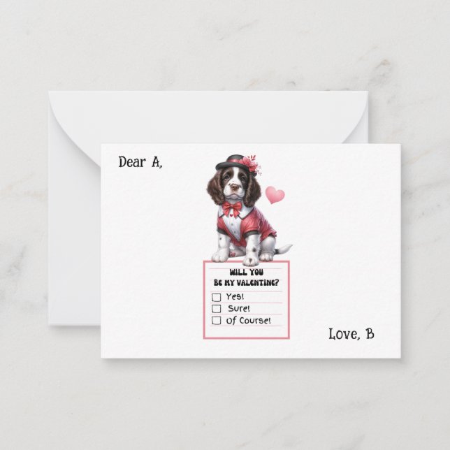Customisable English Springer Spaniel Valentine  Card (Front)