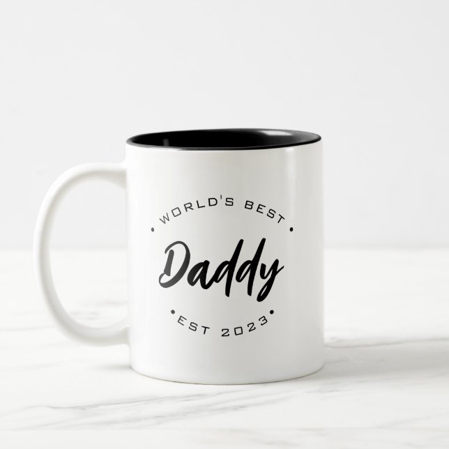 Customisable established year World's Best Daddy  Two-Tone Coffee Mug (Left)