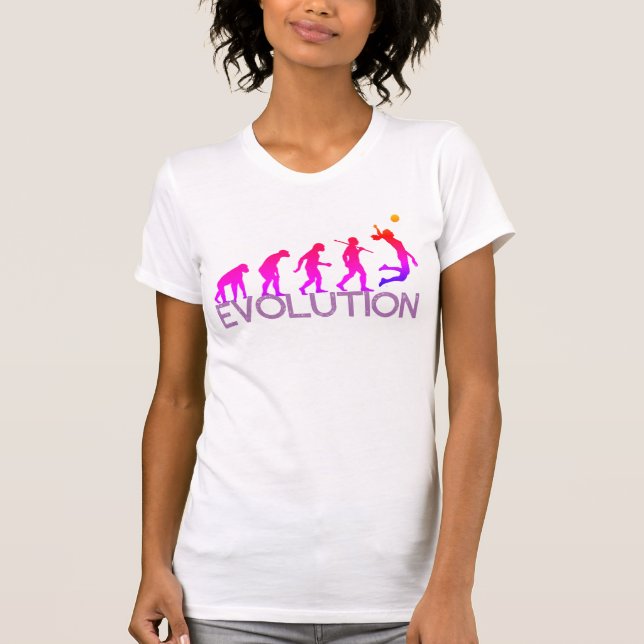 Customisable Evolution of Mankind Funny Volleyball T-Shirt (Front)