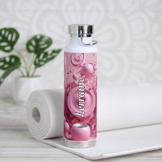 Customisable Eye-Catching 3D Pink Swirl Water Bottle
