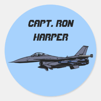 Customisable F16 Fighter Design Classic Round Sticker