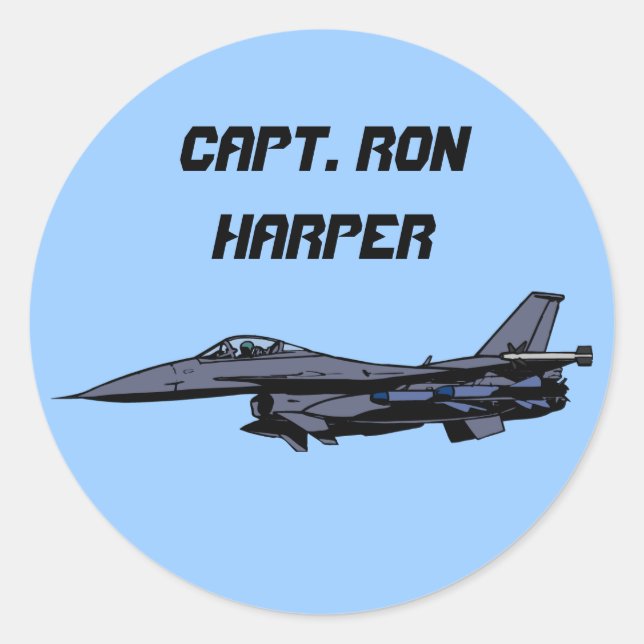 Customisable F16 Fighter Design Classic Round Sticker (Front)