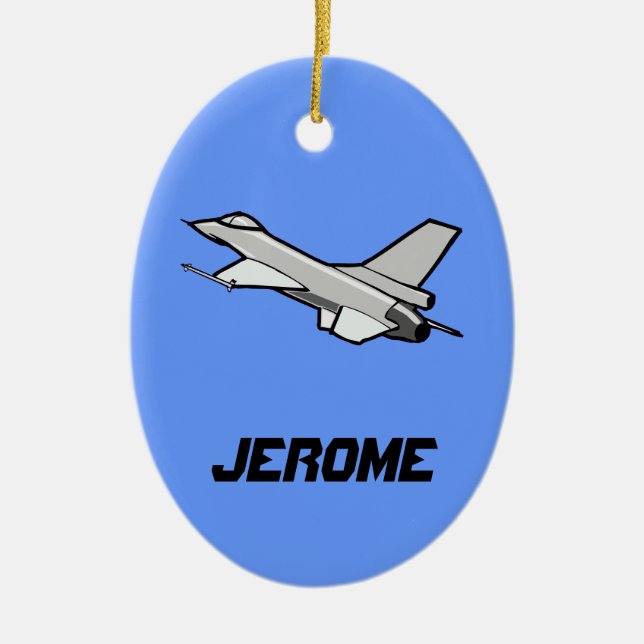 Customisable F16 Fighting Falcon Design Ceramic Tree Decoration (Front)