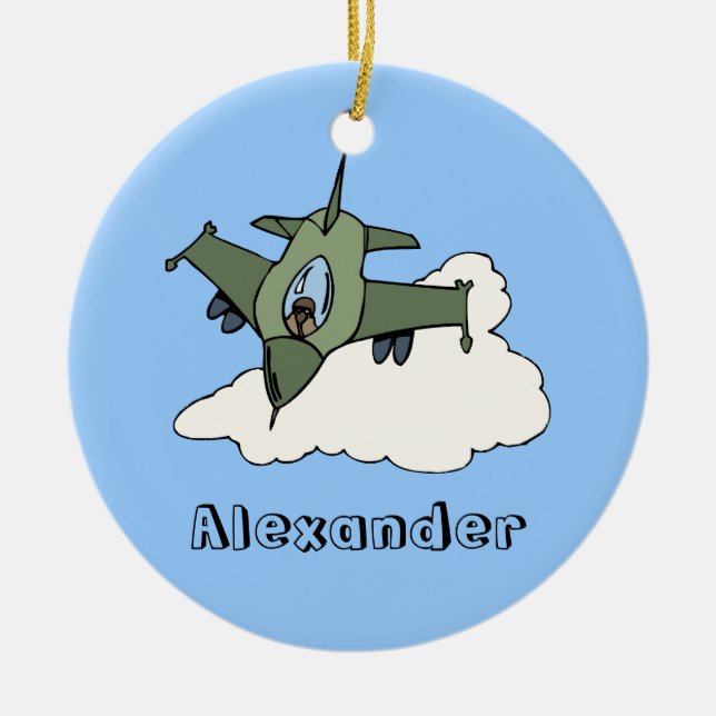 Customisable F16 Fighting Falcon Design Ceramic Tree Decoration (Front)