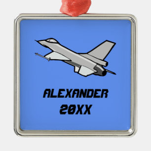 Customisable F16 Fighting Falcon Design Metal Tree Decoration