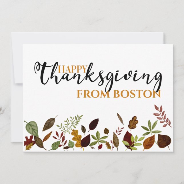 Customisable Fall Foliage Thanksgiving Card (Front)