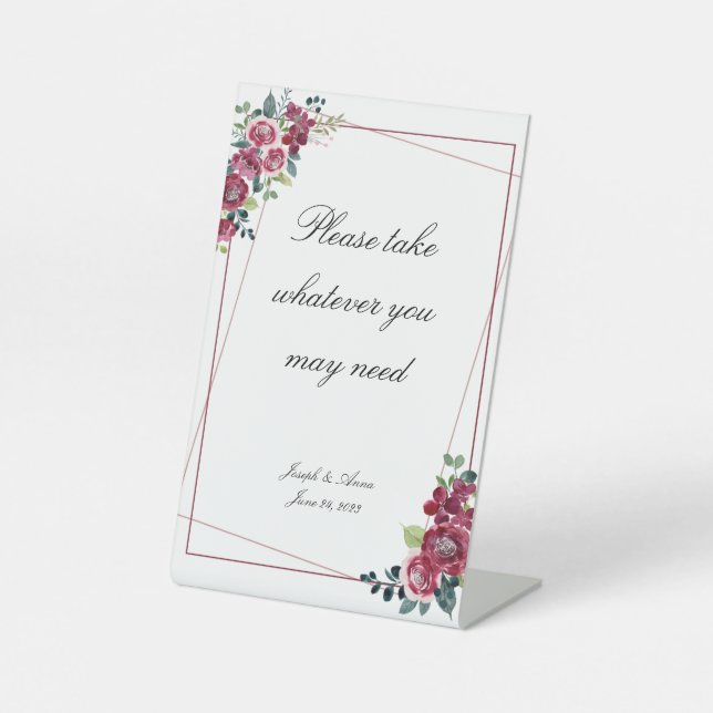 Customisable Fall Rose Bathroom Sign (Front)