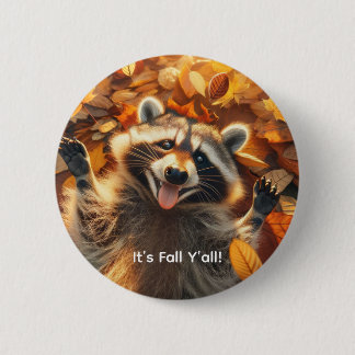 Customisable Fall Silly Racoon  6 Cm Round Badge