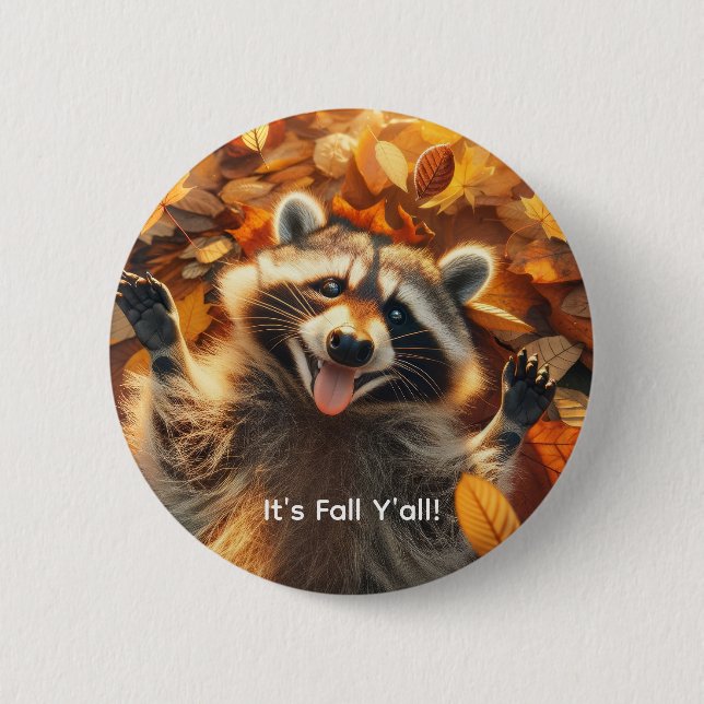 Customisable Fall Silly Racoon  6 Cm Round Badge (Front)