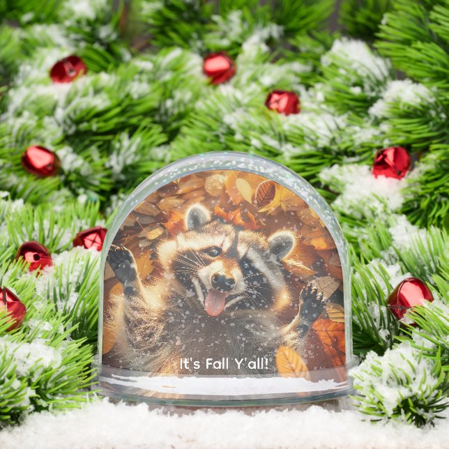 Customisable Fall Silly Racoon  Snowglobe (Christmas)