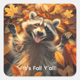Customisable Fall Silly Racoon  Square Sticker