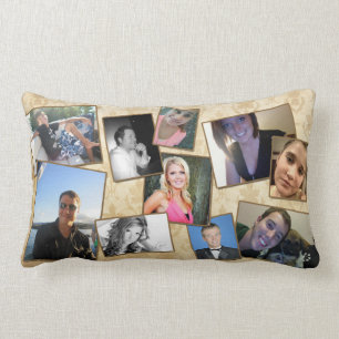 Customisable Fam Photo Pillow in Damask and Browns