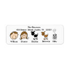 Customisable Family 2 Dogs, 1 Cat Address Labels