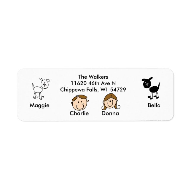 Customisable Family 2 Dogs Address Labels (Front)