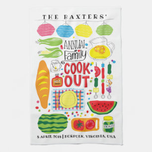 Customisable Family Cookout Kitchen Towel Memento