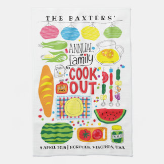 Customisable Family Cookout Kitchen Towel Memento